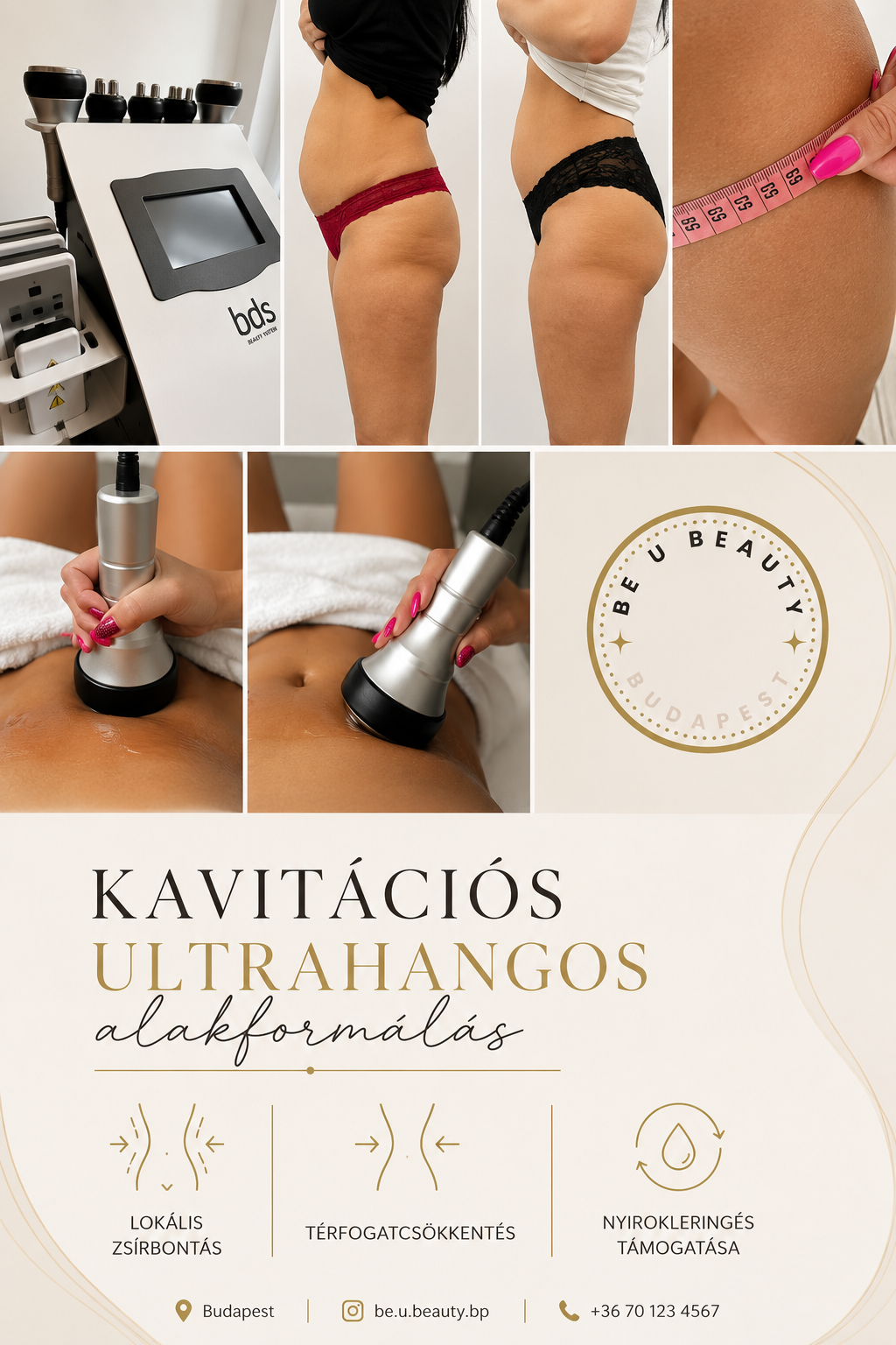 Be U Beauty kavitációs kezelés folyamat