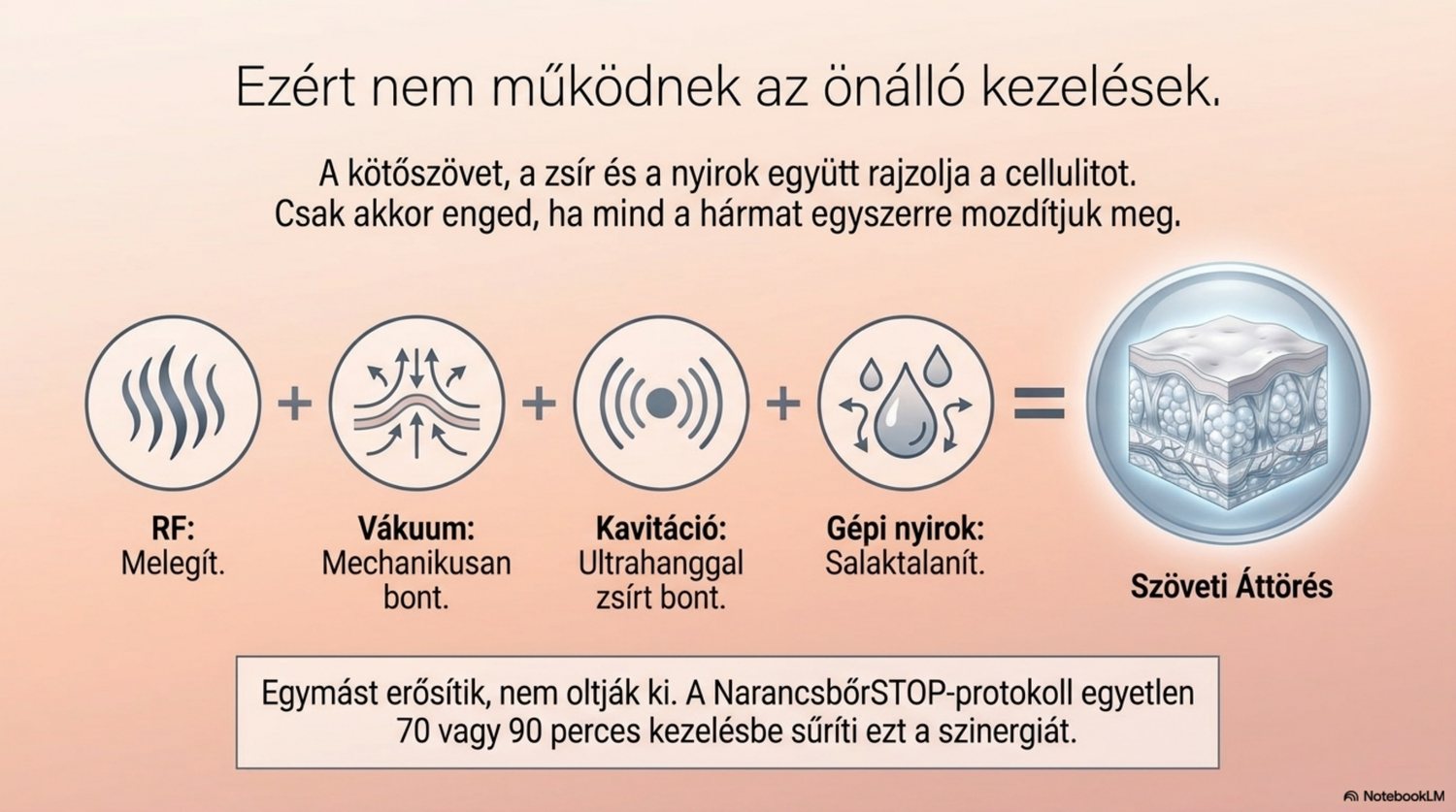 Négy technológia egy kezelésben: rádiófrekvencia, vákuum, kavitáció és gépi nyirokmasszázs a narancsbőr ellen